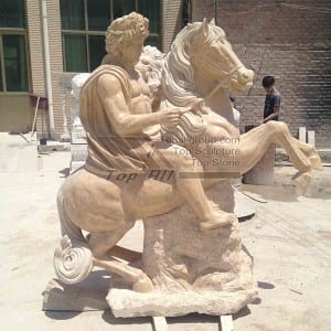 Yellow Marble Riding Nees Sculpture TPAS-008