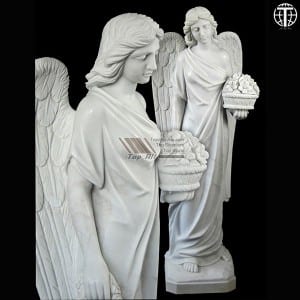 Naturalnej wielkości marmurowa rzeźba anioła TPAS-014