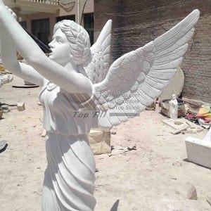 L'angeli soffianu a statua di marmura di tromba TPAS-009
