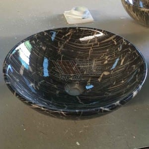 Round Black Marble Sinks Para sa Banyo TASS-002