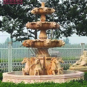 Best-Selling China Sunset Red Natural Stone Fountain Garden Water Fountains