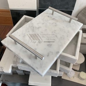 Nature white marble hotel serving trays, marble fruit trays TASC-005