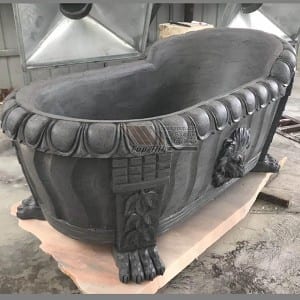 Hand Carved Black Marble Bathtub TABT-004