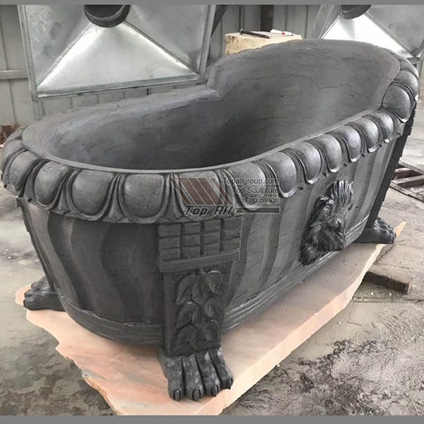 Hand Carved Black Marble Bathtub TABT-004 detail pictures