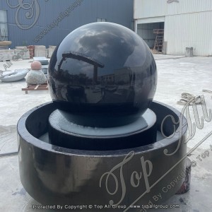 TASBF-055 Indian Black Granite rolling sphere fountain with round base