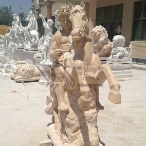 Yellow Marble Riding Horse Sculpture TPAS-008