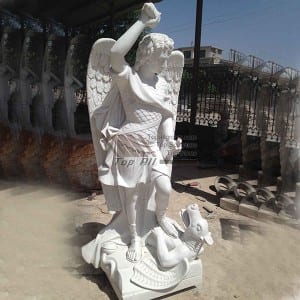 Handgeschnitzte Marmor St. Michael Statue Religiöse Kirchenstatue TPAS-006