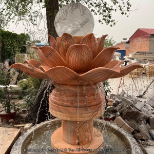 TASBF-082 Lotus flower sphere fountain with red marble