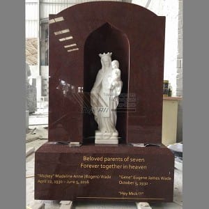 Chinese Professional Bust Woman Stone Statue - Red Granite With Mother Statue Upright Headstone TATBS-008 – Top All Group