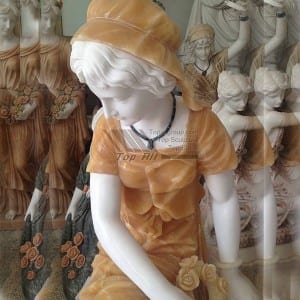 estatua de mármol de niña de tamaño natural TPAS-010