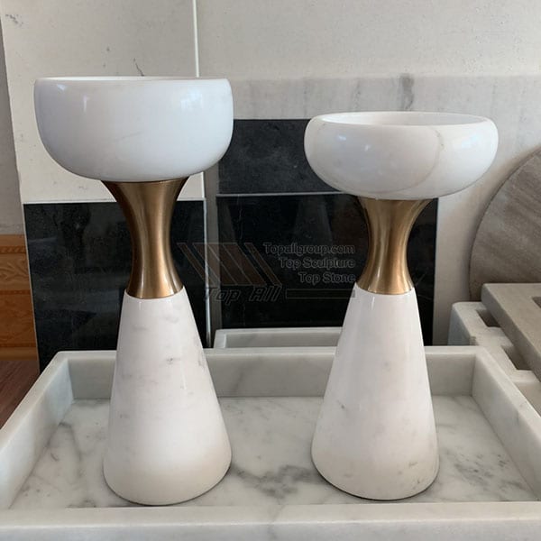 Quality Inspection for Bathroom Vanity Unit With Marble Top - Nature white marble candle holder TASC-008 – Top All Group