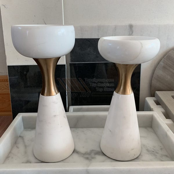 Wholesale Price China Bathroom Stone Sink -
 Nature white marble candle holder TASC-008 – Top All Group