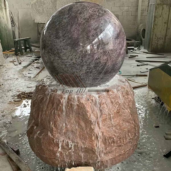factory customized White Cultured Marble Vanity Tops - Polished Rolling Sphere Water Fountain TASBF-004 – Top All Group