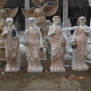 63” red marble four season statue for garden TPFSS-033