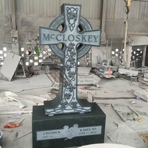 Green Granite Cross Momerails Kabari Headstone TATBS-009