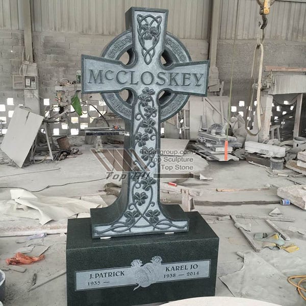 China Manufacturer for Green Marble Flower Vases -
 Green Granite Cross Momerails Tombstone Headstone TATBS-009 – Top All Group