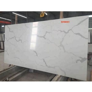 White Artificial Calacatta Quartz Stone Slab