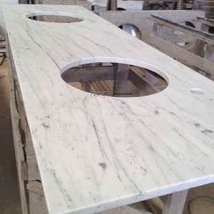 Carrara Blan Marble kontwar Vanite Top