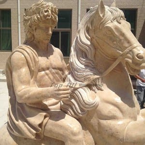 Skulptura jahalnega konja iz rumenega marmorja TPAS-008