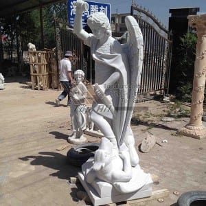 Hand Carved Marble St. Michael Statue ໂບດ Religious Statue TPAS-006
