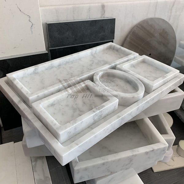 Good Wholesale Vendors Stone Side Table -
 Nature white marble hotel serving trays TASC-004 – Top All Group