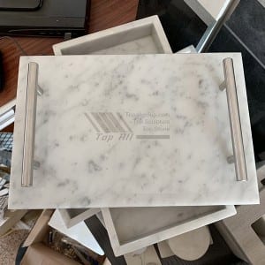 Nature white marble hotel serving trays, marble fruit trays TASC-005