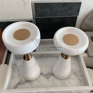 Nature white marble candle holder TASC-008