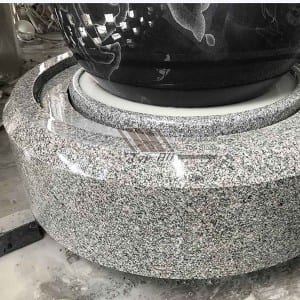 ផែនទីពិភពលោក Absolute Black Granite Ball Fountain with Grey Base TASBF-003
