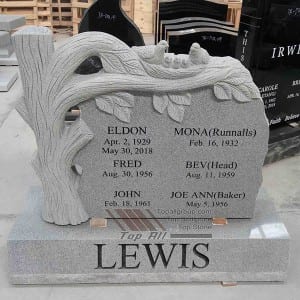 Gray Granite Tree Headstone Upright TATBS-004