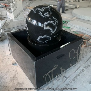 Fontana a sfera rotante in granito nero assoluto con contenitore automatico TASBF-051