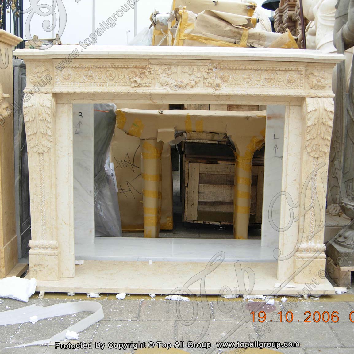 Artificial marble fireplace surround