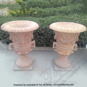 Beige marble flowerpot large outdoor vases TAFV-047