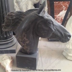 黒大理石の馬の頭の彫刻 TAAS-003