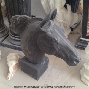 Zwart marmeren paardenhoofd sculptuur TAAS-003