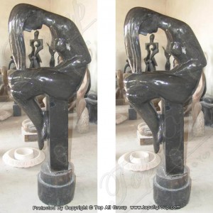 Black marble carving lady abstract sculpture TAAS-019