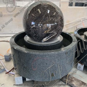 Sfera di granito marrone con fontana di base grigia TASBF-047