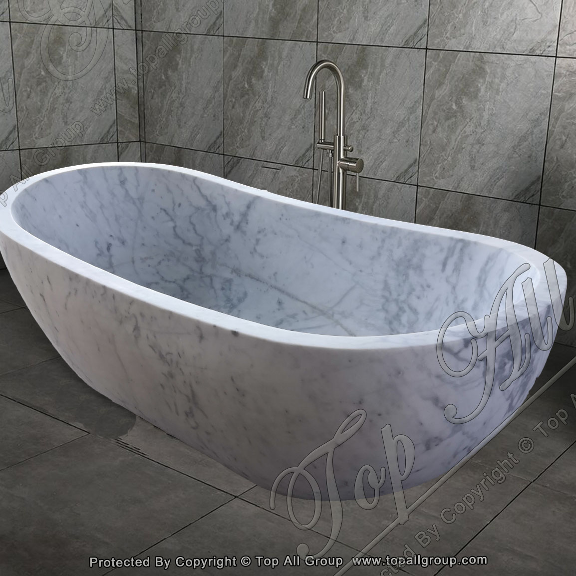 Carrara White Marble Free Standing Bathtub