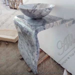 Carrara White Marble Basin Wanke Tare da Tushen TASS-035