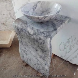 Carrara White Marble Basin Wanke Tare da Tushen TASS-035