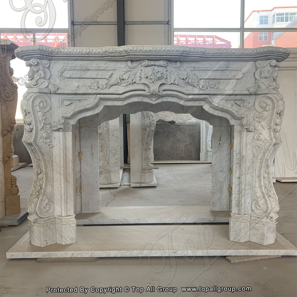 Carrara white marble fireplce mantel