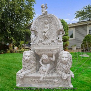 ឆ្លាក់ Lion Travertine Wall Fountain TAGF-90