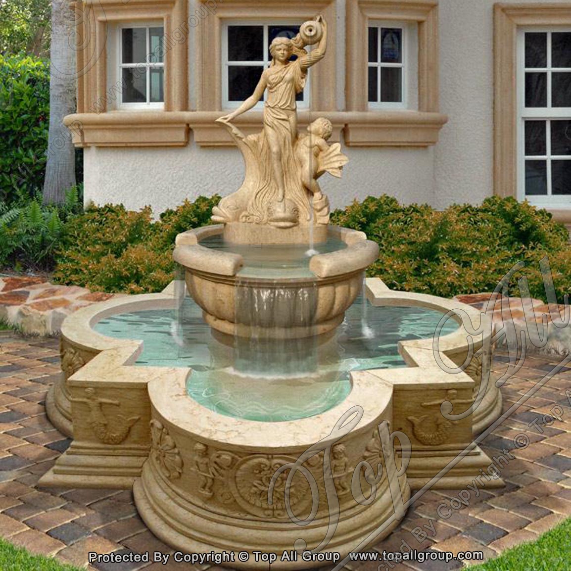 Carved Stone Marble Carving Water Fountain for Landscape Yard
