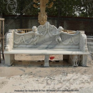 Carved White Marble Bench For Sale Marble Stone Furniture TAMB-004