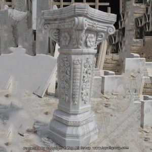 Carving flower white marble column TAMC-020