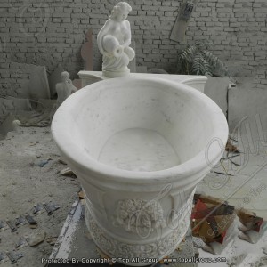 Carving white marble bathtub TABT-008