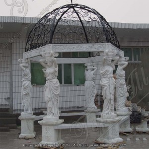 Cerfio gardd farmor gwyn gazebo TAGG-011