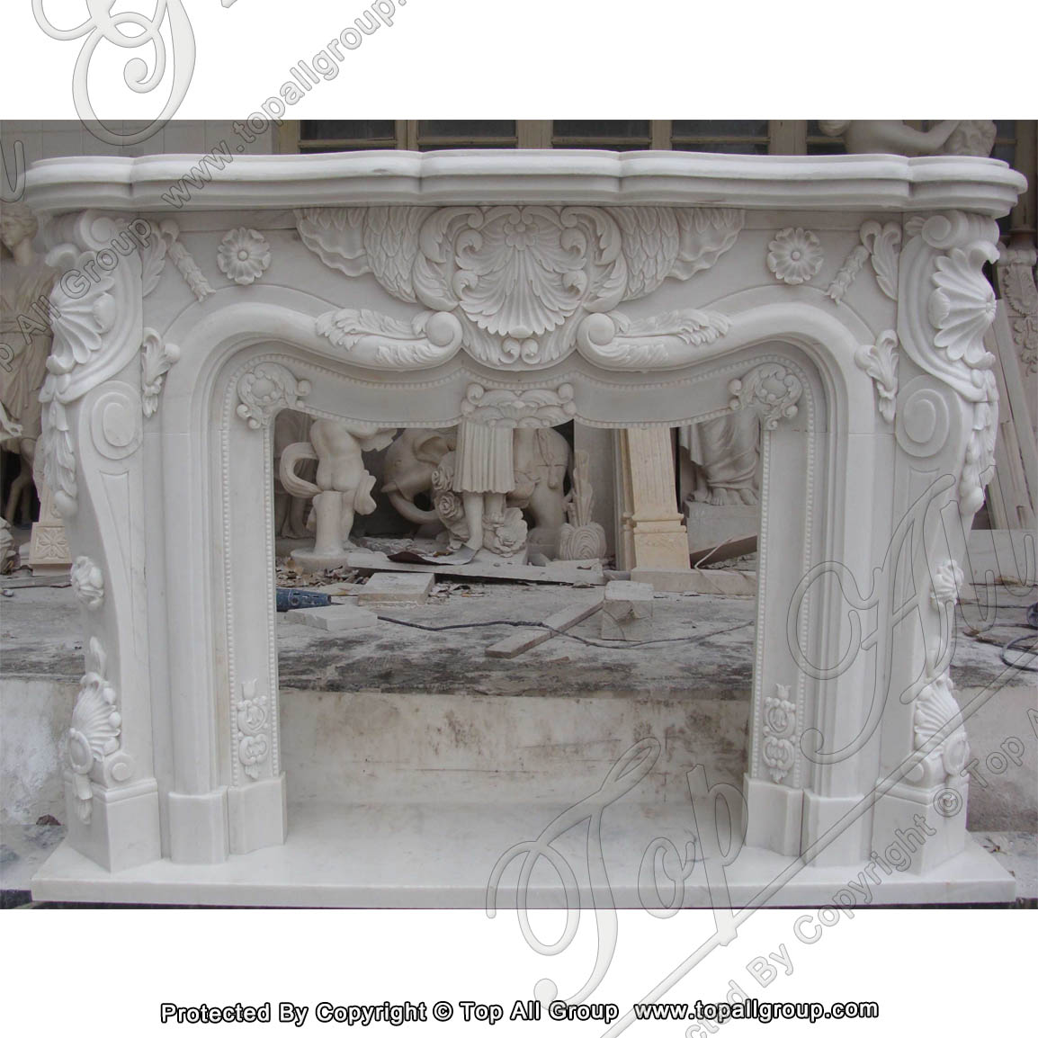 Cheap indoor wall decor carved marble fireplace