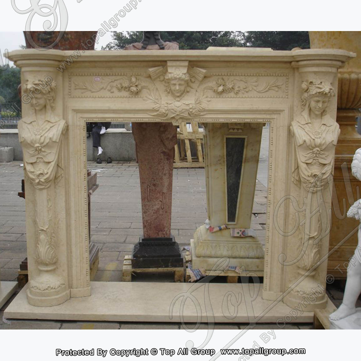 China Carved Marble Fireplace Mental