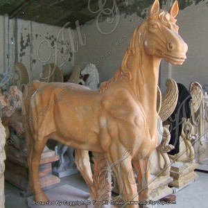 China Factory Sunset Red Marble Horse Sculpture TAAS-014