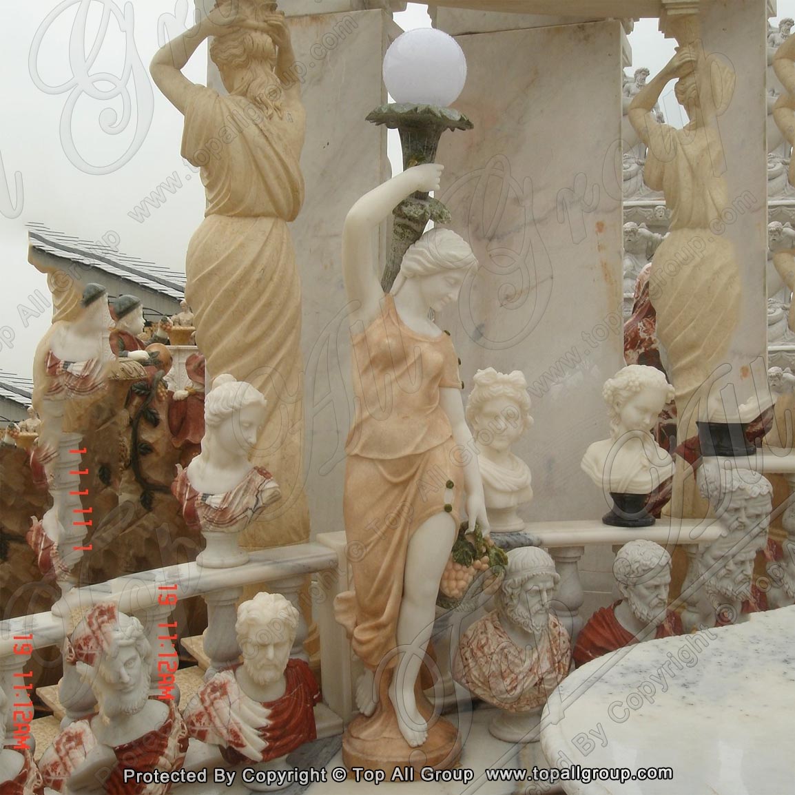 Classic Western Character Marble Figure Stone Sculpture For Garden Lamp 1